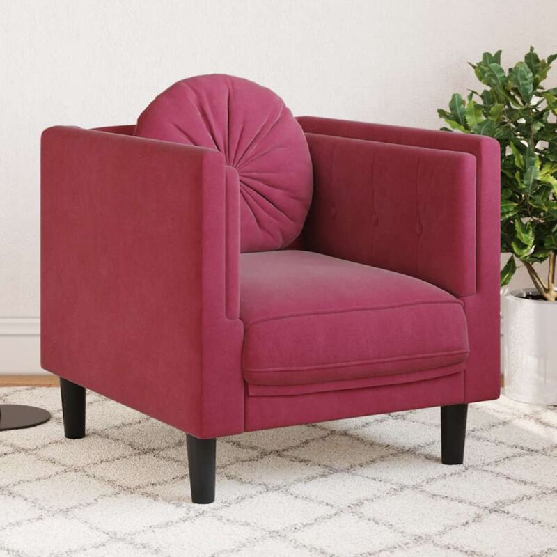 foto del prodotto vidaxl poltrona con cuscino rosso vino in velluto