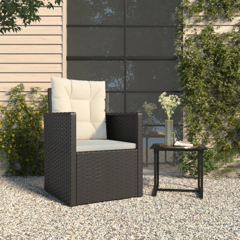 foto del prodotto vidaxl poltrona da giardino con cuscini nera in polyrattan