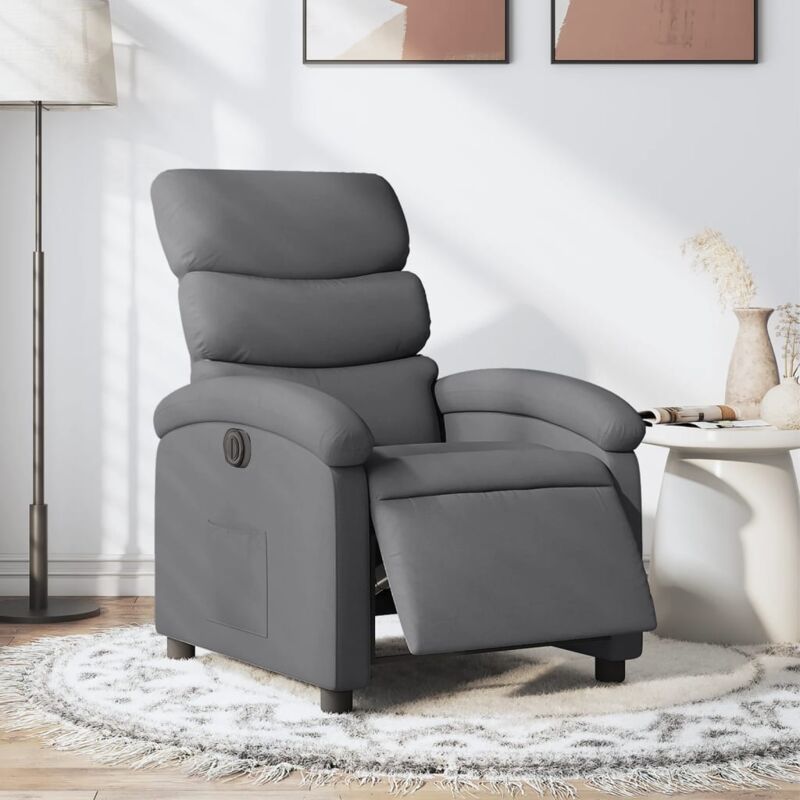 foto del prodotto vidaxl poltrona elettrica reclinabile grigio scuro in tessuto
