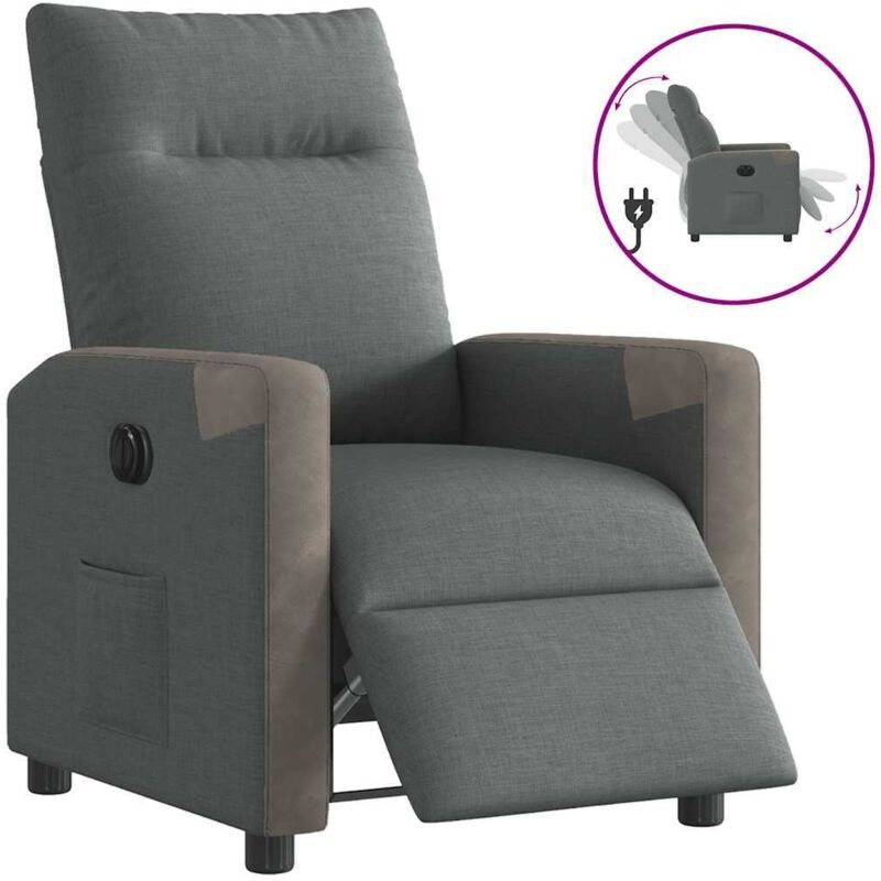 foto del prodotto vidaxl poltrona elettrica reclinabile grigio scuro in tessuto