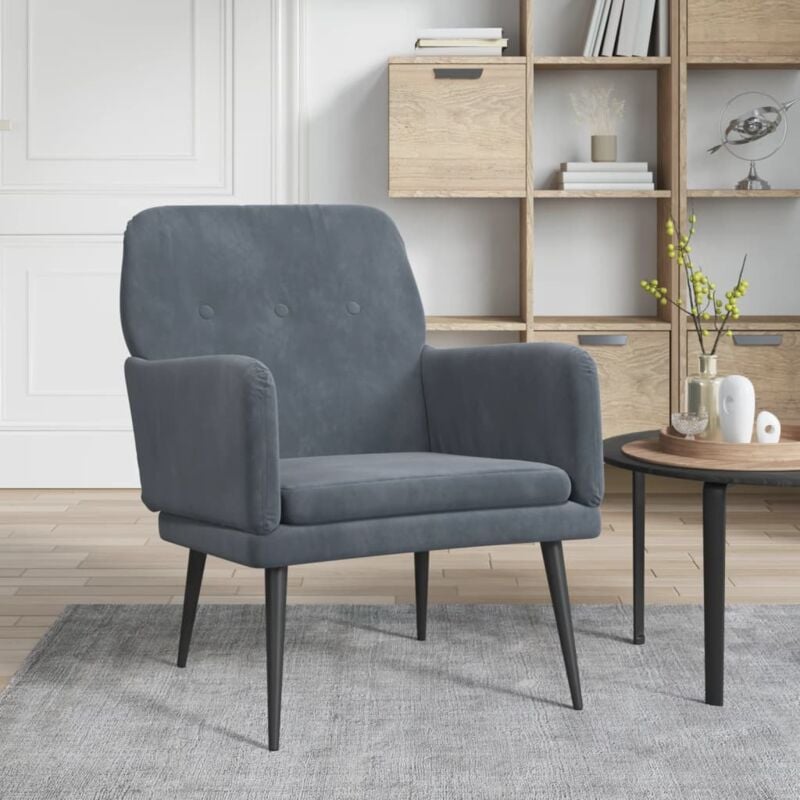 foto del prodotto vidaxl poltrona grigio scuro 62x79x79 cm velluto