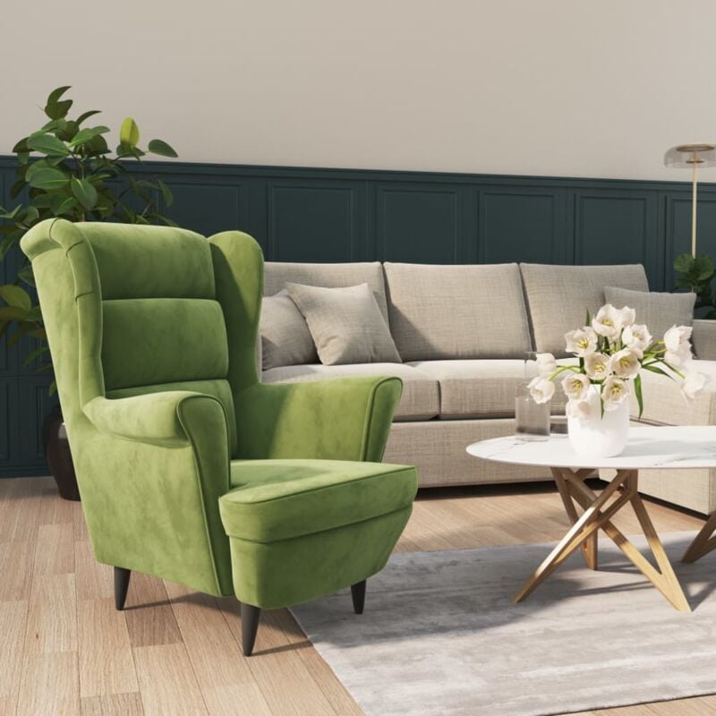 foto del prodotto vidaxl poltrona in velluto con schienale alto stile retr design unico vari colori colore verde chiaro