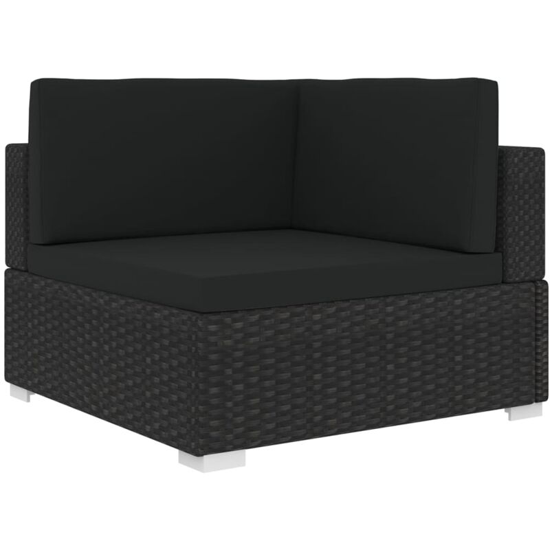 foto del prodotto vidaxl poltrona modulare ad angolo 1 pz con cuscini in polyrattan nero