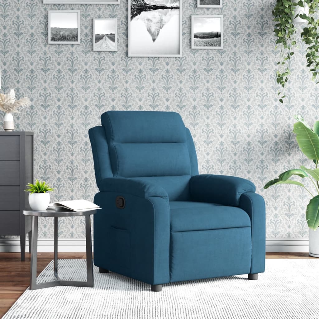 foto del prodotto vidaxl poltrona reclinabile blu in velluto