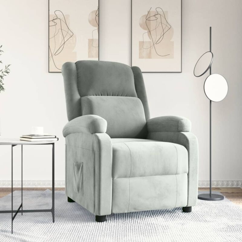foto del prodotto vidaxl poltrona reclinabile grigio chiaro in velluto 548211