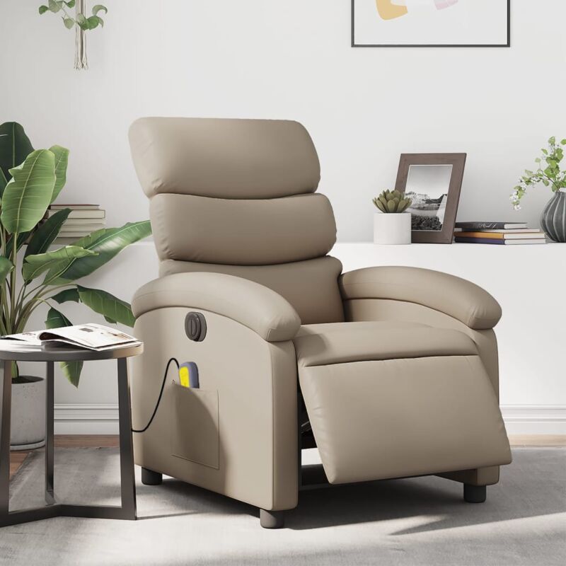 foto del prodotto vidaxl poltrona reclinabile massaggio elettrica cappuccino similpelle