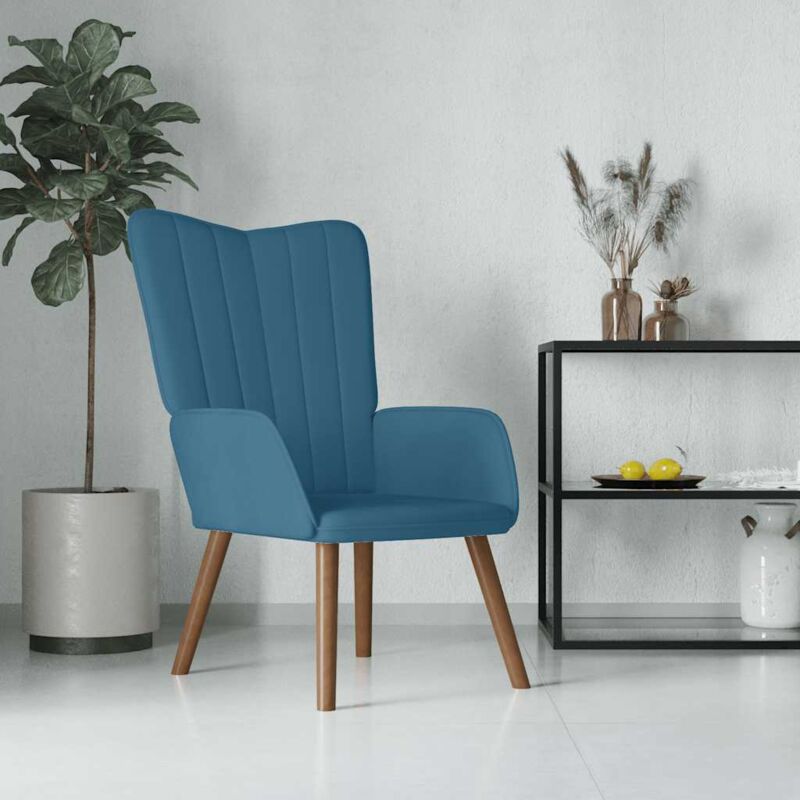 foto del prodotto vidaxl poltrona relax blu in velluto