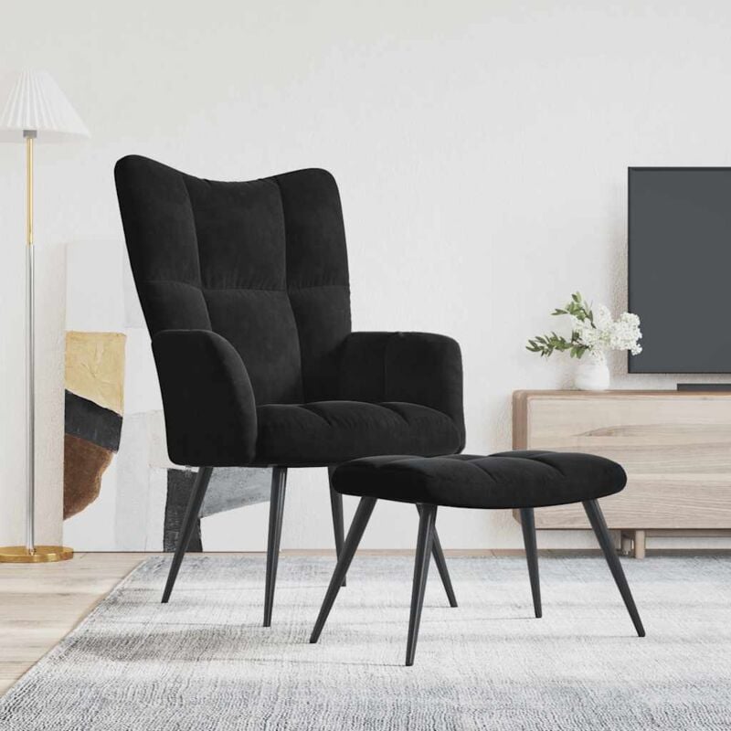 foto del prodotto vidaxl poltrona relax con poggiapiedi nera in velluto