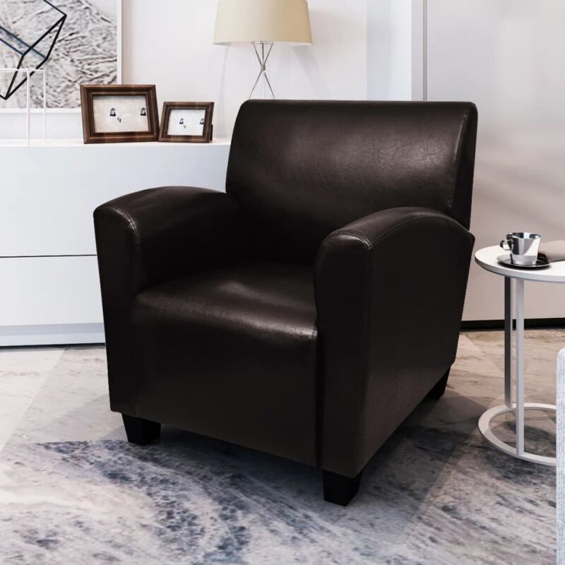 foto del prodotto vidaxl poltrona relax in ecopelle design moderno elegante poltrona tv vari colori colore marrone scuro
