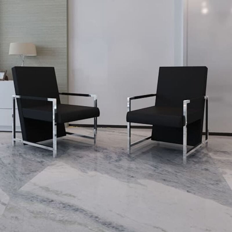 foto del prodotto vidaxl poltrona relax set 2 pz con telaio cromato in ecopelle elegante vari colori colore nero