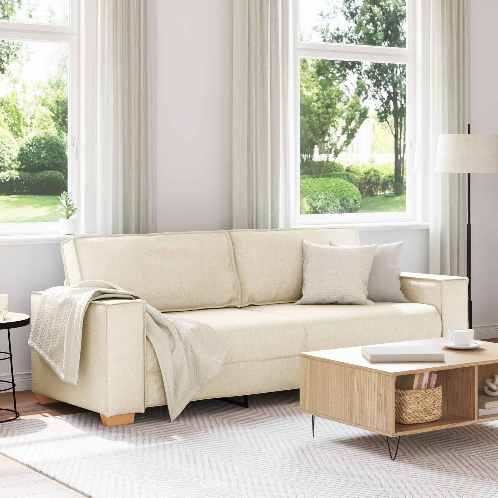foto del prodotto vidaxl poltrona sofa con cuscino beige 220 x 78 x 84 cm tela