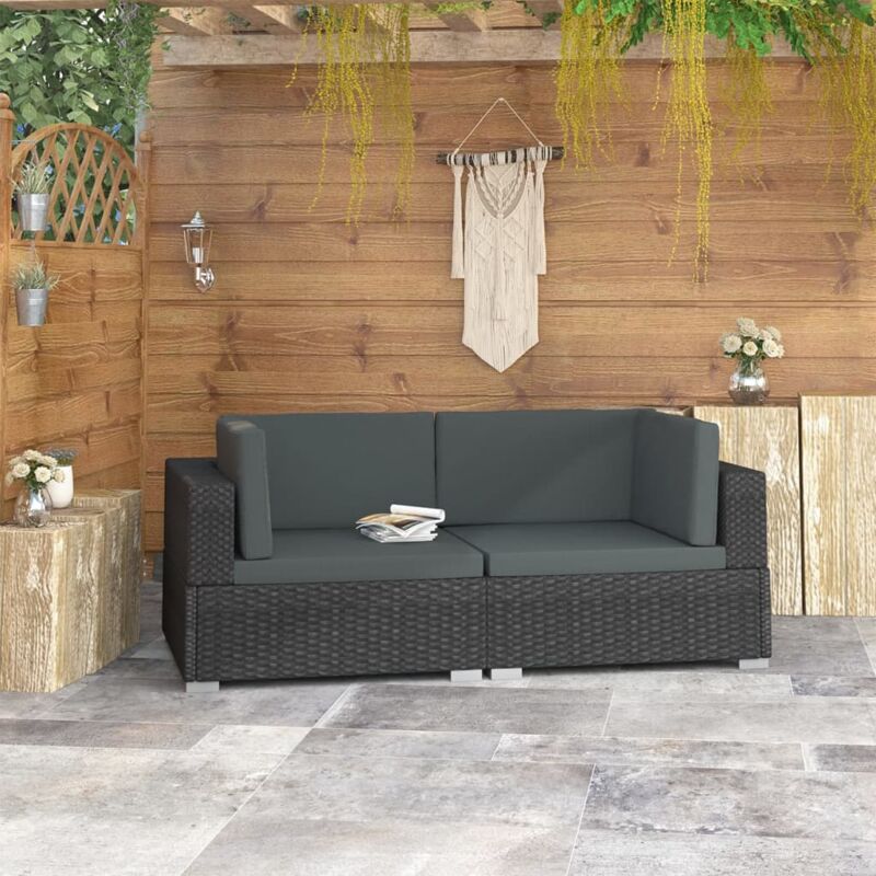 foto del prodotto vidaxl poltroncina modulabile dal design elegante da esterni con cuscini vari colori colore nero
