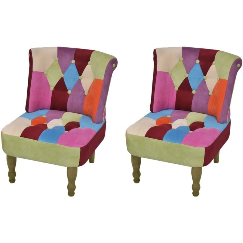 foto del prodotto vidaxl poltrone francesi 2 pz design patchwork in tessuto 499596
