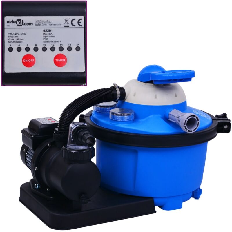 foto del prodotto vidaxl pompa con filtro a sabbia con timer 450 w 25 l
