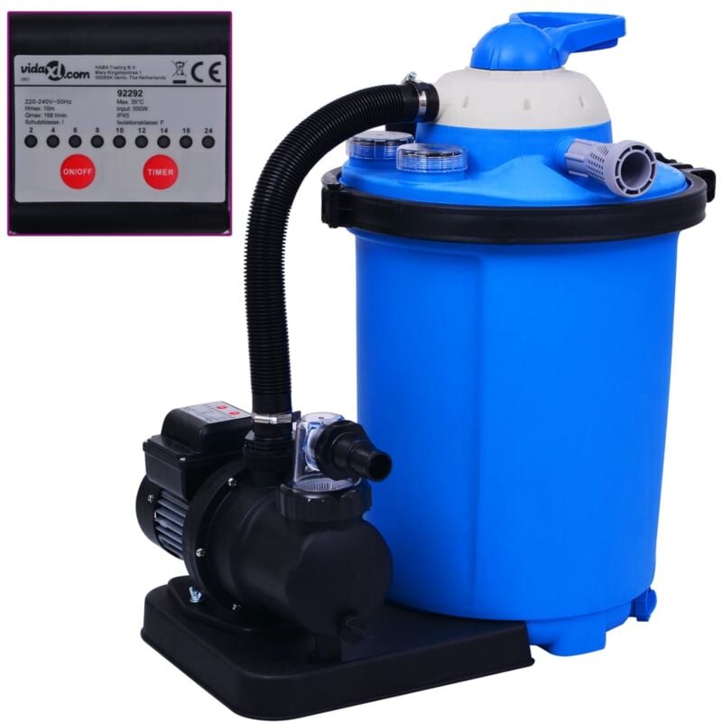 foto del prodotto vidaxl pompa con filtro a sabbia con timer 550 w 50 l