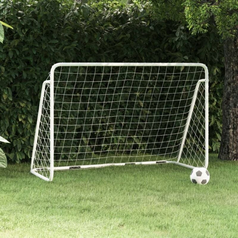 foto del prodotto vidaxl porta da calcio con rete bianca 180x90x120 cm in acciaio