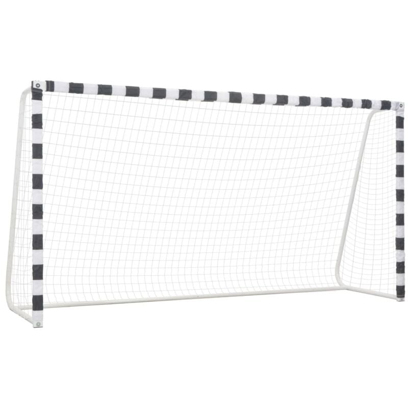 foto del prodotto vidaxl porta da calcio in metallo bianco e nero con 6 ganci varie dimensioni dimensioni 300x160x90 cm