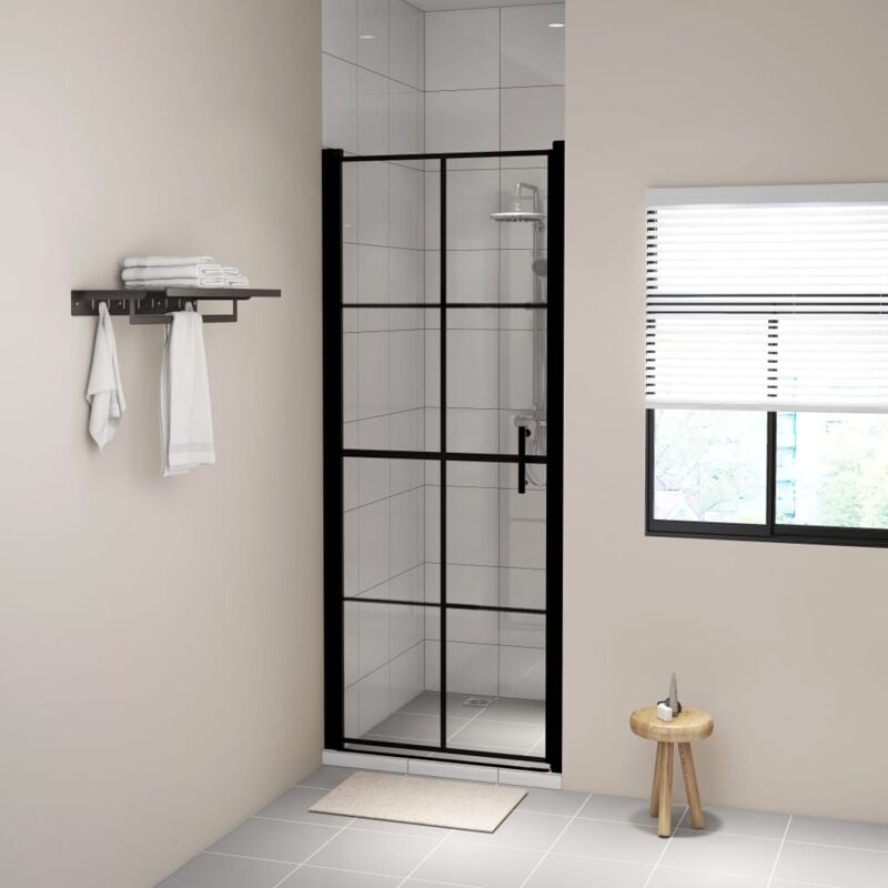 foto del prodotto vidaxl porta da doccia in vetro temperato e struttura nera stile elegante varie misure dimensioni 81 x 195 cm