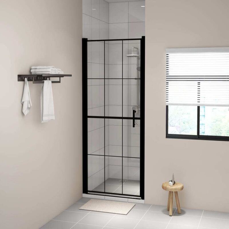 foto del prodotto vidaxl porta per doccia in vetro temperato 81x195 cm nero 726654