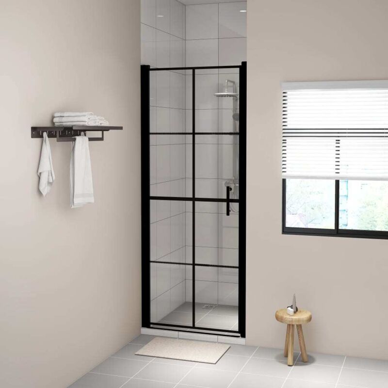 foto del prodotto vidaxl porta per doccia in vetro temperato 91x195 cm nera