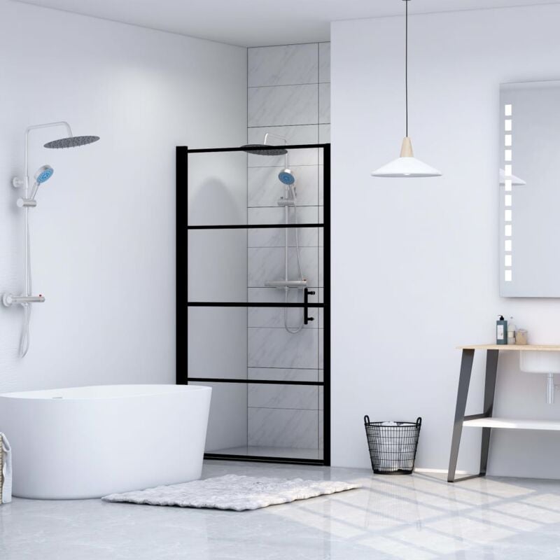 foto del prodotto vidaxl porta per doccia in vetro temperato impermeabile nera varie dimensioni dimensioni 91 x 195 cm
