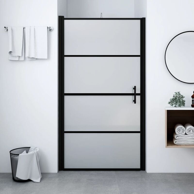 foto del prodotto vidaxl porta per doccia in vetro temperato smerigliato 81x195 cm nero 335638
