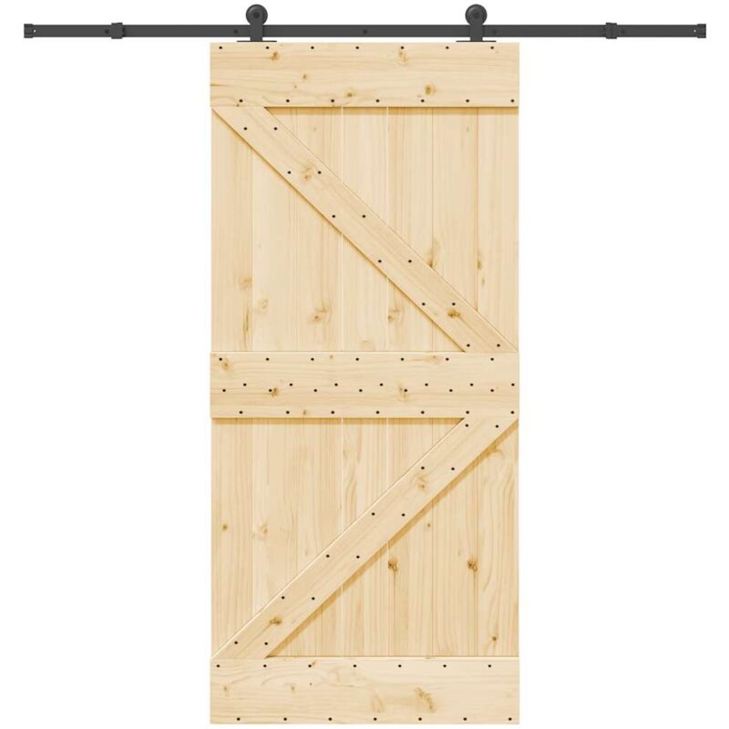 foto del prodotto vidaxl porta scorrevole con set hardware 95x210 cm legno massello pino