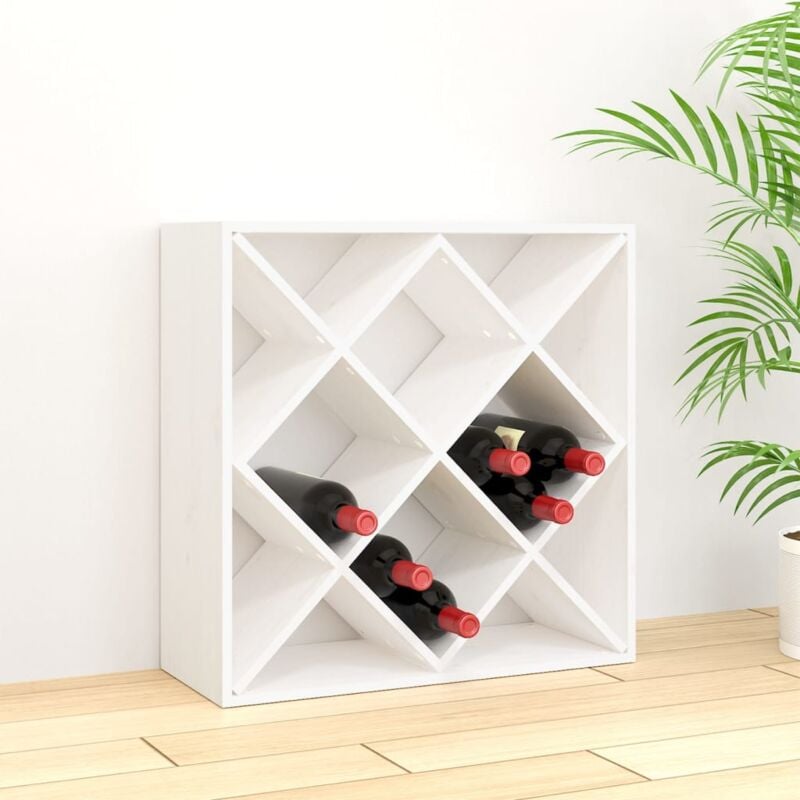 foto del prodotto vidaxl portabottiglie bianco 62x25x62 cm in legno massello di pino