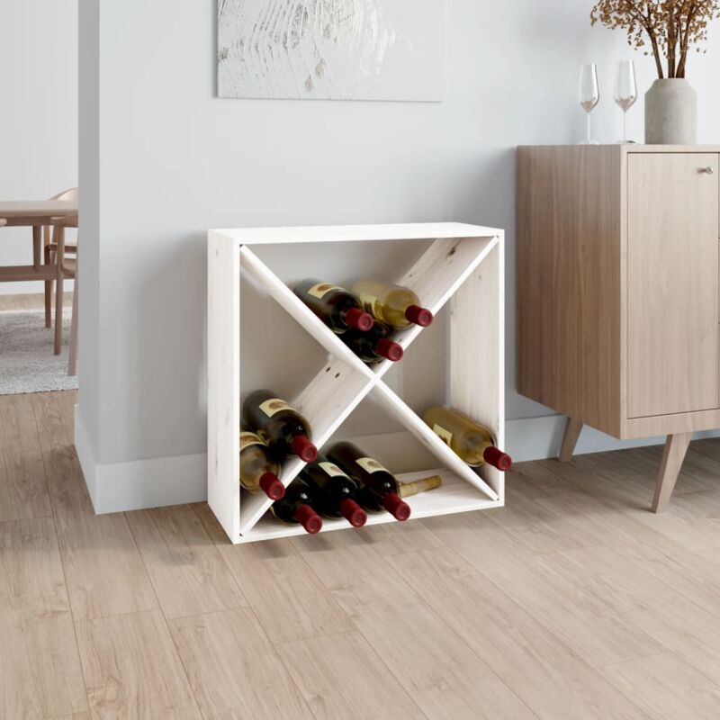 foto del prodotto vidaxl portabottiglie bianco 62x25x62 cm in legno massello di pino