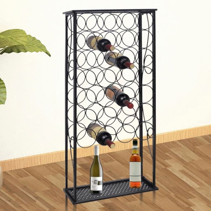 foto del prodotto vidaxl portabottiglie cantinetta per 28 bottiglie di vino in ferro 47.5x21x100 cm nero