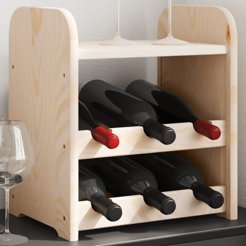 foto del prodotto vidaxl portabottiglie con ripiano 33x25x37cm in legno massello di pino