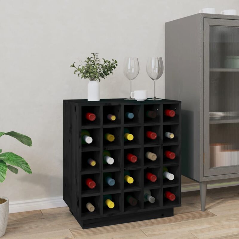 foto del prodotto vidaxl portabottiglie nero 55,5x34x61 cm in legno massello di pino