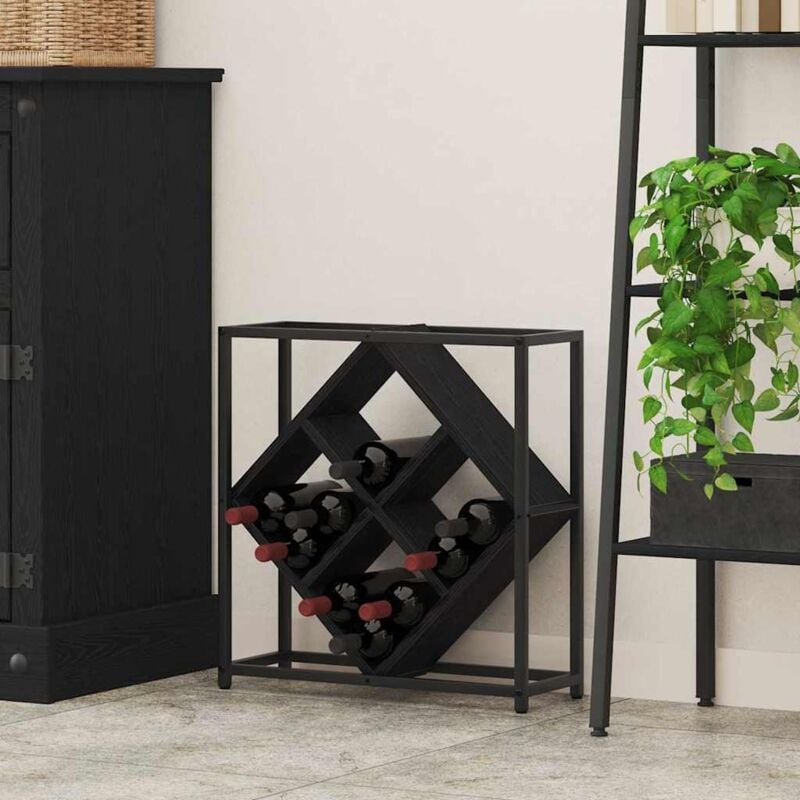 foto del prodotto vidaxl portabottiglie nero rovere 51x18x52,5 cm legno ingegnerizzato