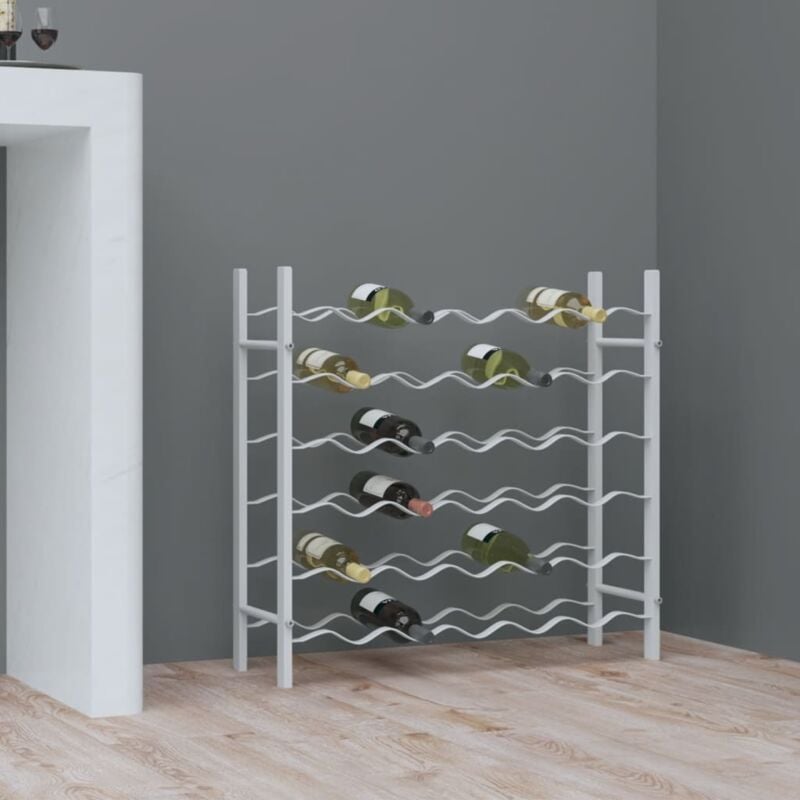 foto del prodotto vidaxl portabottiglie per 36 bottiglie metallo bianco