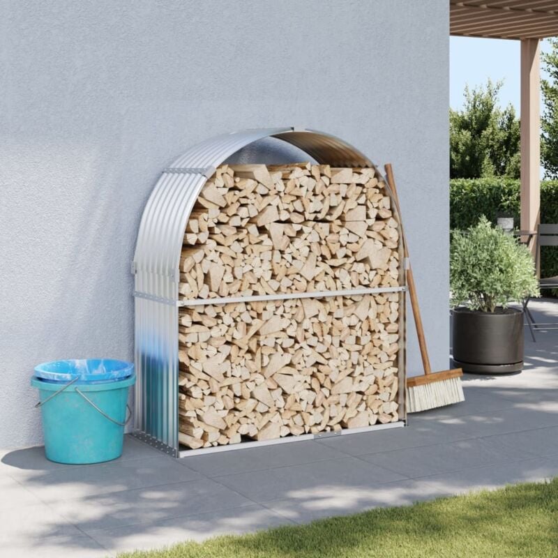 foto del prodotto vidaxl portaceppi argento 120x45x140 cm in acciaio zincato