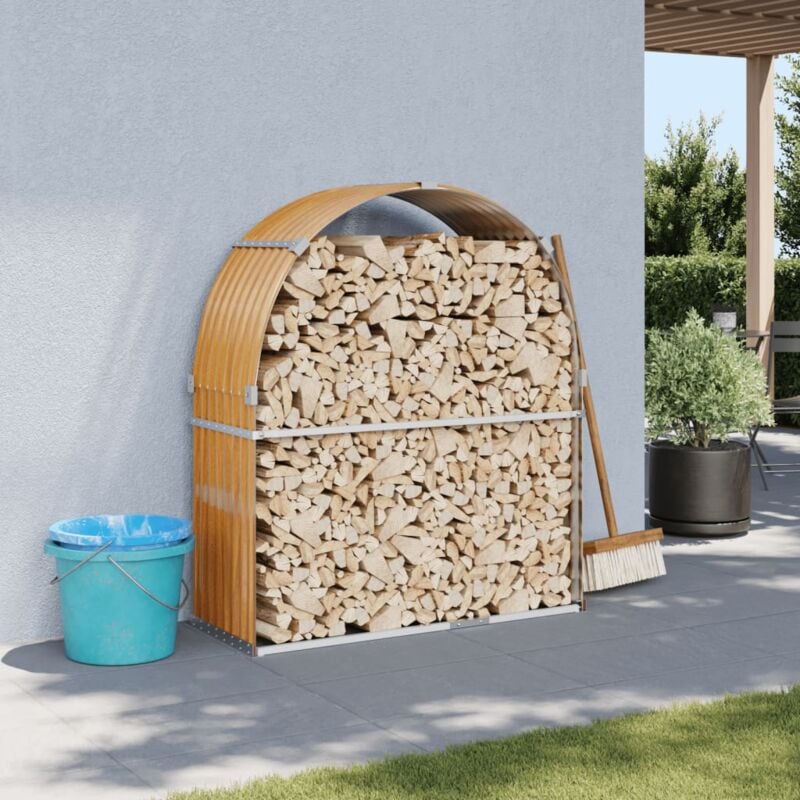 foto del prodotto vidaxl portaceppi effetto legno 120x45x140 cm in acciaio zincato