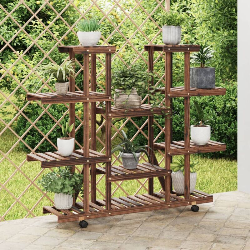 foto del prodotto vidaxl portafiori con ruote 110x25x115 cm in legno massello di abete