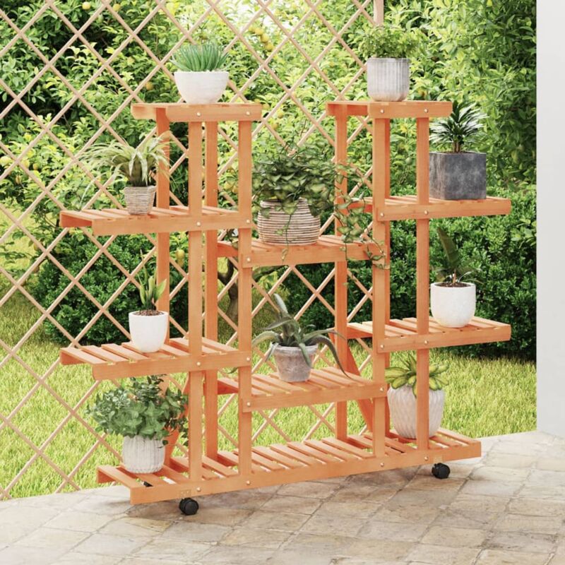 foto del prodotto vidaxl portafiori con ruote 110x25x115 cm in legno massello di abete