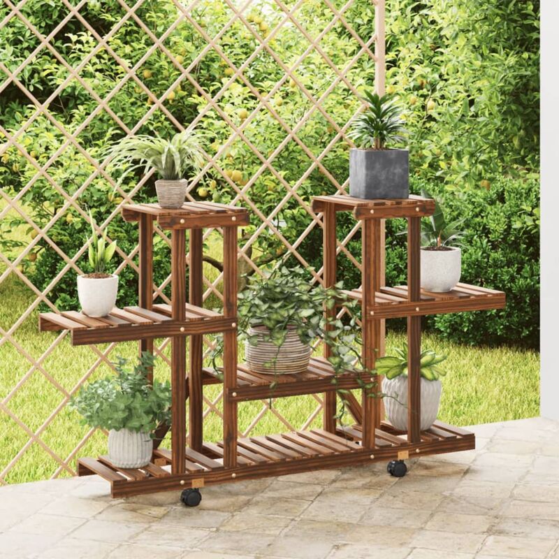 foto del prodotto vidaxl portafiori con ruote 110x25x78 cm in legno massello di abete