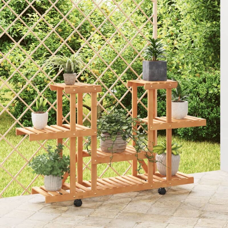 foto del prodotto vidaxl portafiori con ruote 110x25x78 cm in legno massello di abete