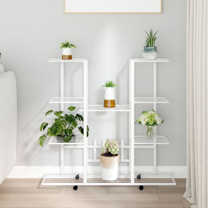 foto del prodotto vidaxl portafiori con ruote 94,5x24,5x91,5 cm ferro bianco