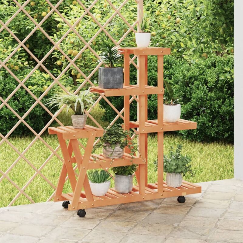 foto del prodotto vidaxl portafiori con ruote 95x25x101 cm in legno massello di abete