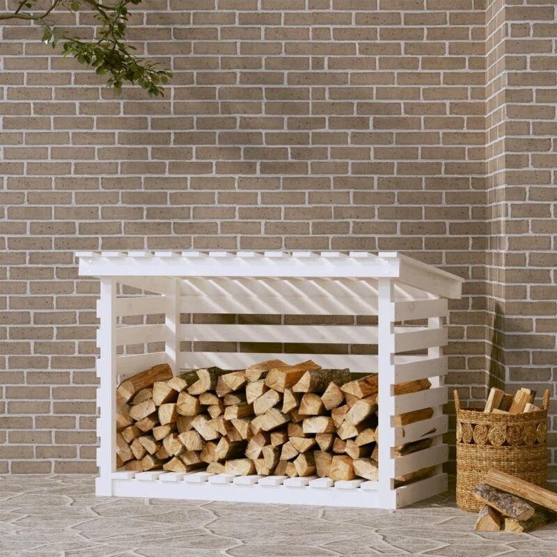 foto del prodotto vidaxl portalegna bianco 108x73x79 cm in legno massello di pino