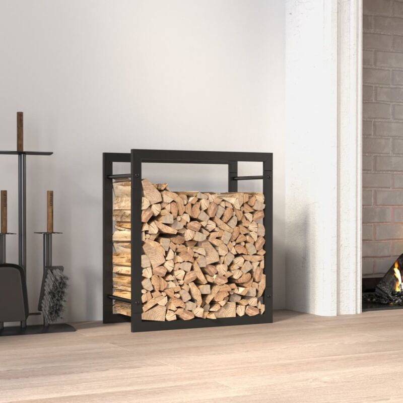 foto del prodotto vidaxl portalegna nero opaco 50x28x56 cm in acciaio