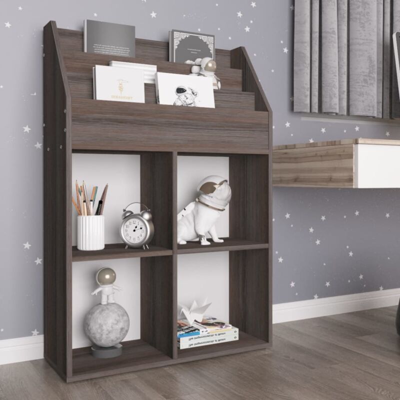 foto del prodotto vidaxl portariviste bambini grigio rovere sonoma 71x30x114 multistrato