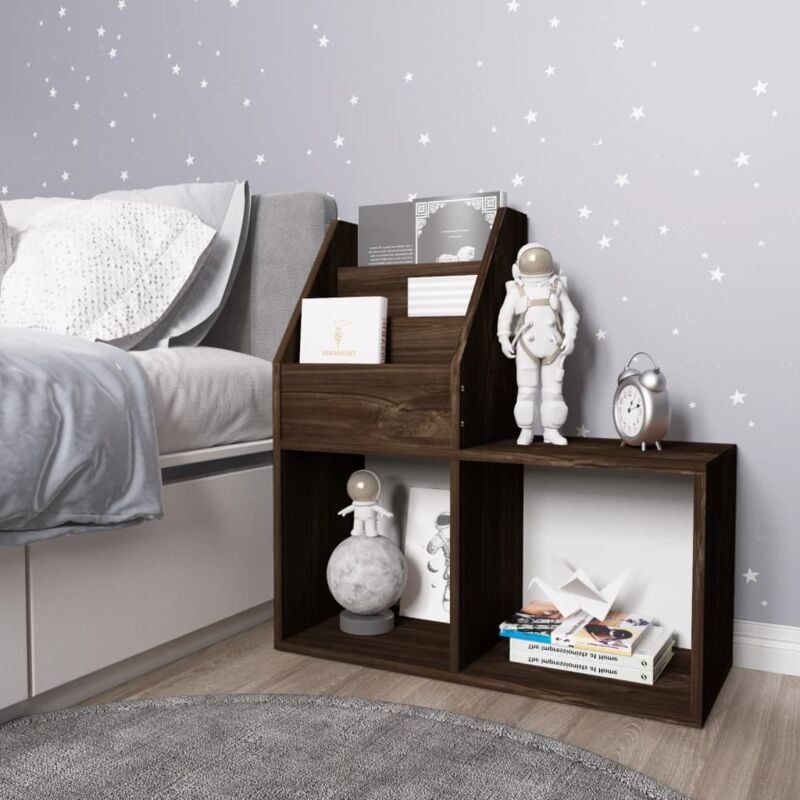 foto del prodotto vidaxl portariviste bambini rovere fumo 71x30x78,5cm legno multistrato