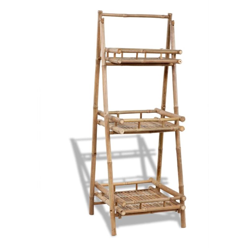 foto del prodotto vidaxl portavasi in legno per piante con 3 mensole in legno di bamb 56x50x145 marrone