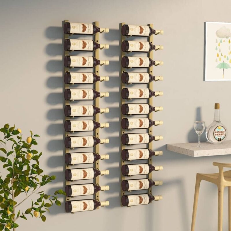 foto del prodotto vidaxl portavini da parete per 12 bottiglie 2 pz oro in ferro
