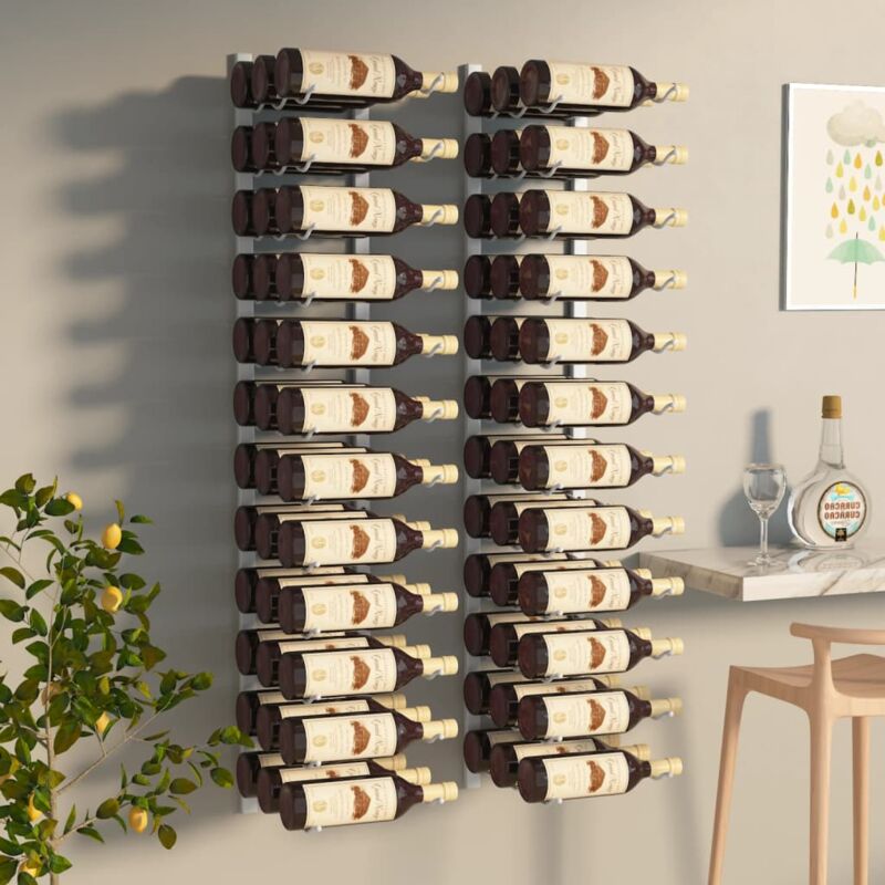 foto del prodotto vidaxl portavini da parete set da 2 colonne per 36 bottiglie vari colori colore bianco