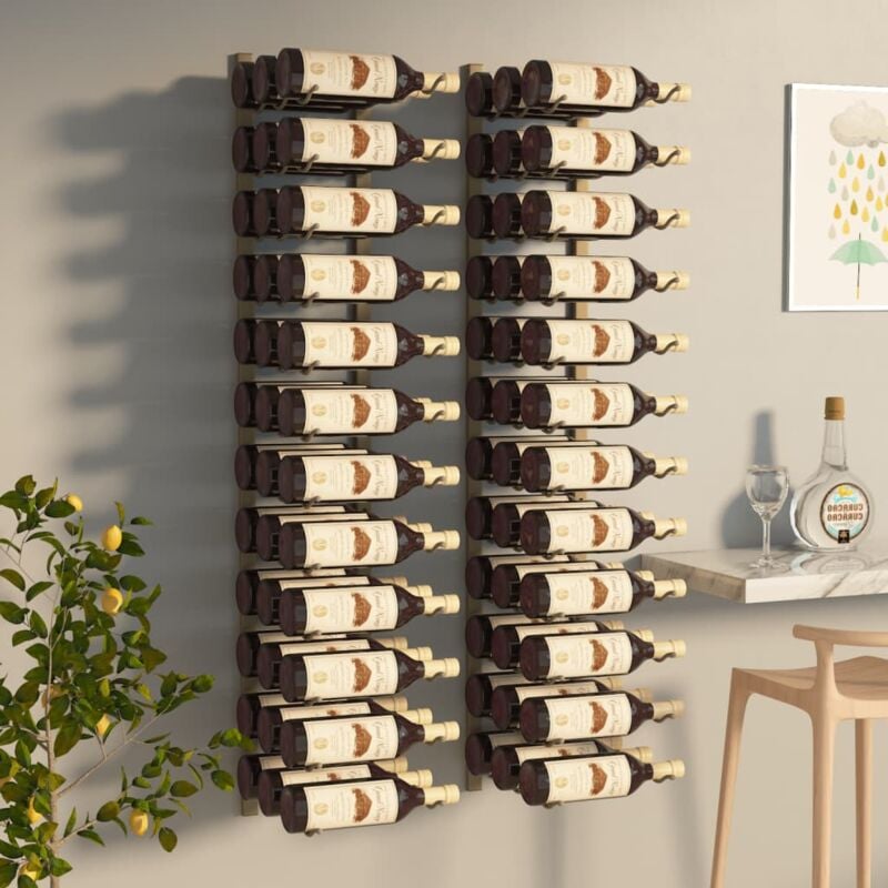 foto del prodotto vidaxl portavini da parete set da 2 colonne per 36 bottiglie vari colori colore oro